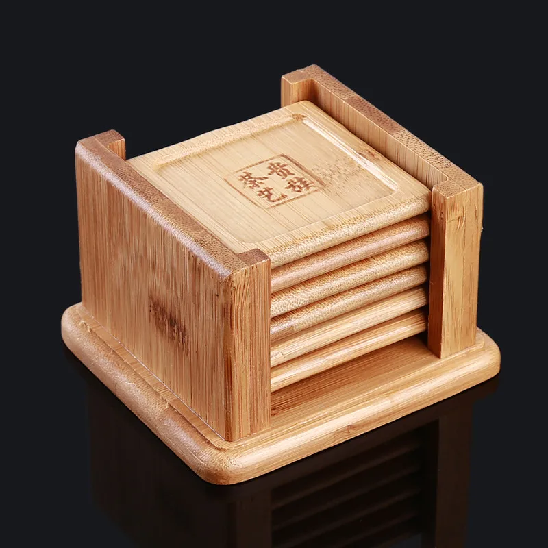 6pc quare Бамбуковая подставка и держатель набор чайная чашка, кофейная чашка теплоизоляция нескользящий коврик для дома для офиса конференц-зала аксессуары для чая - Цвет: 6pc quare