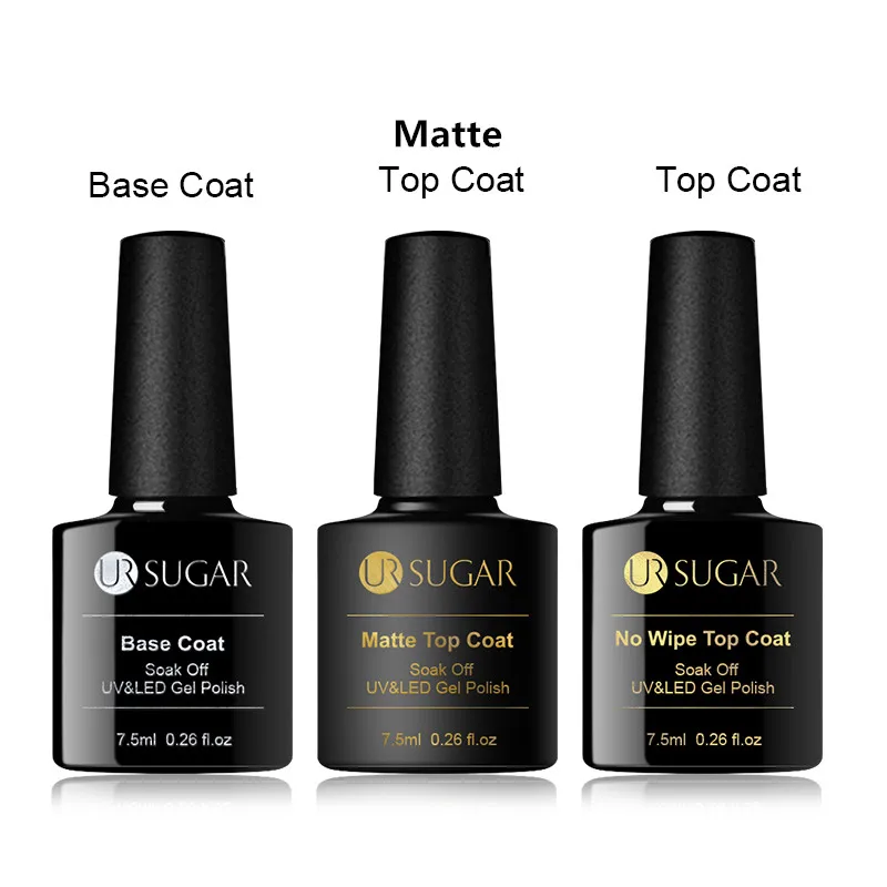 UR SUGAR Base Coat Top Coat Tempered Enhance Nail Gel Polish Matte No Wipe Top Coat Soak Off UV Gel Varnish Lacquer Manicure