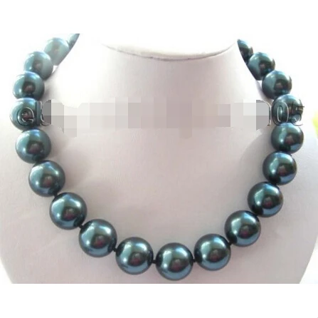 

Natural 18mm Round Tahiti Black Shell Pearl Necklace! @^Noble style Natural Fine jewe FREE SHIPPING