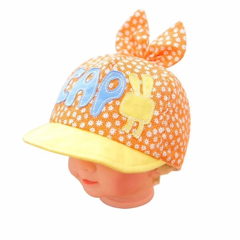Flower Baby Hat Cotton Breathable Boy Girl Caps Spring Autumn Infant Beanie Baby Sun Cap With Ear 6-18 Months Baby Baseball Hats (4)