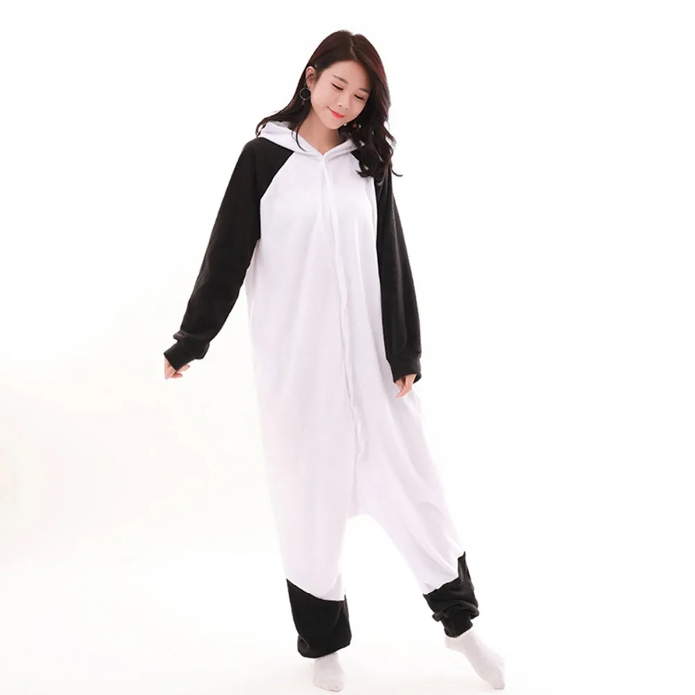 Флис панда костюм Взрослый унисекс Пижама Kigurumi Косплей комбинезоны с животными Sleepwea