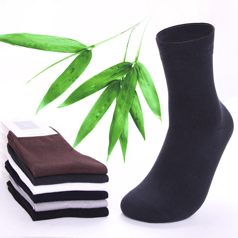 2021 Brand New 5 Pairs High Quality Men Cotton And Bamboo Fiber Socks Casual Anti-Bacterial Deodorant Autumn Winter Men's Socks