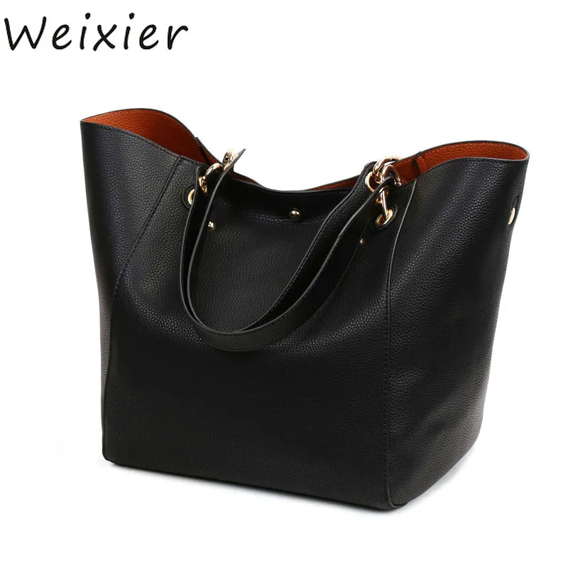 

WEIXIER Leather Handbags Big Women Bag 2PCS/Set High Quality Casual Female Bag Trunk Tote Shoulder Bag Ladies Large Bolsos V1-50
