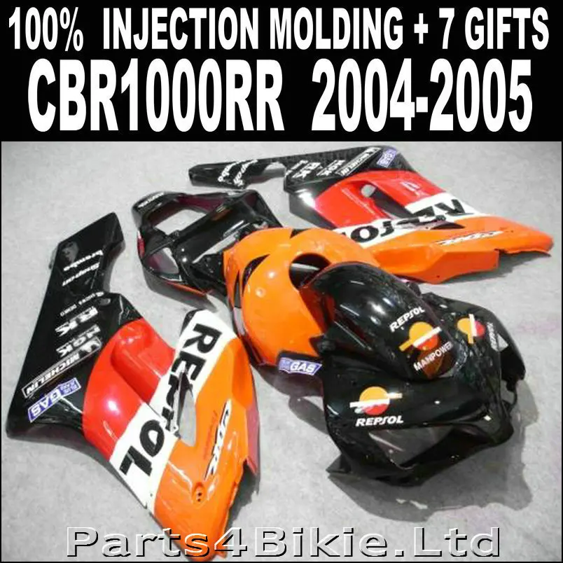 Высококачественные детали для HONDA CBR 1000 RR Обтекатели 2004 2005 Оранжевый Красный