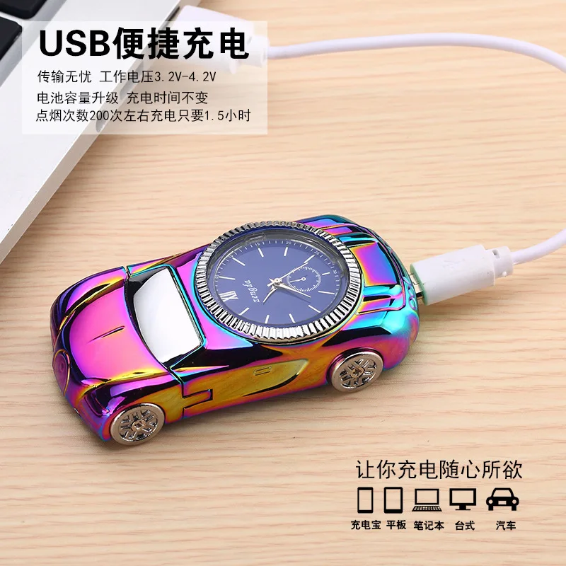 Интеллектуальный ветрозащитный USB tesla Тип Датчик света перезаряжаемые металлические часы спортивный автомобиль, бездымный дым для переноски зажигалки
