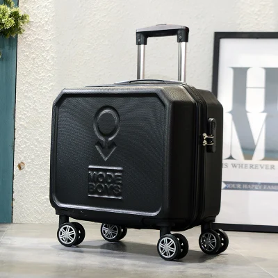 Мини-модная дорожная сумка для багажа для мужчин и женщин, 18 дюймов, чемодан на колесиках, небольшая коробка с паролем, популярный стиль, винтажный чемодан на колесиках - Цвет: Black