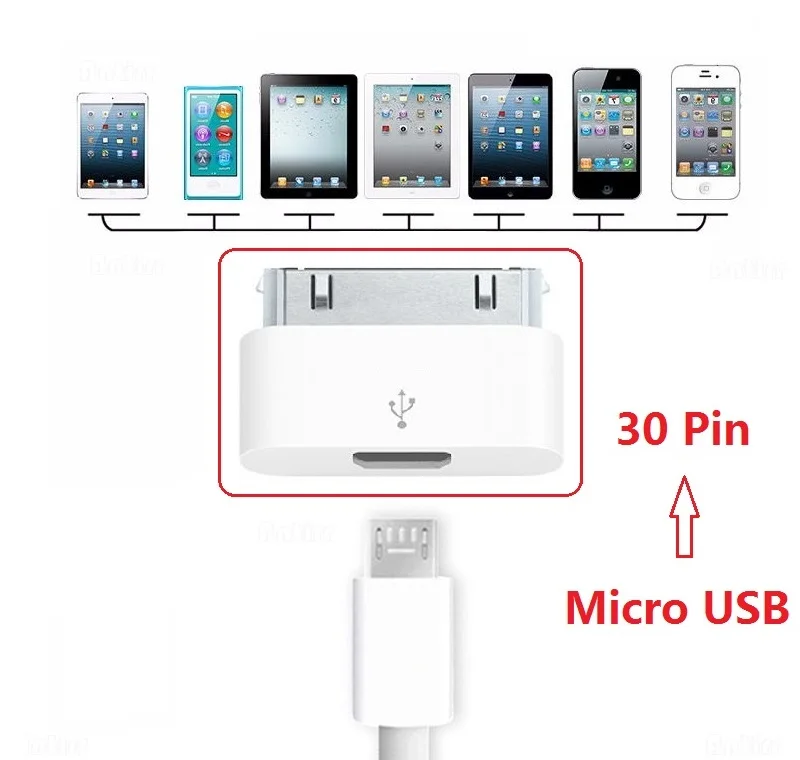 Микро USB адаптер для зарядки, конвертер для Apple iphone 4s 4 3gs iphone 4s для ipad 2 3 30 Pin кабель для зарядки USB 30 Pin