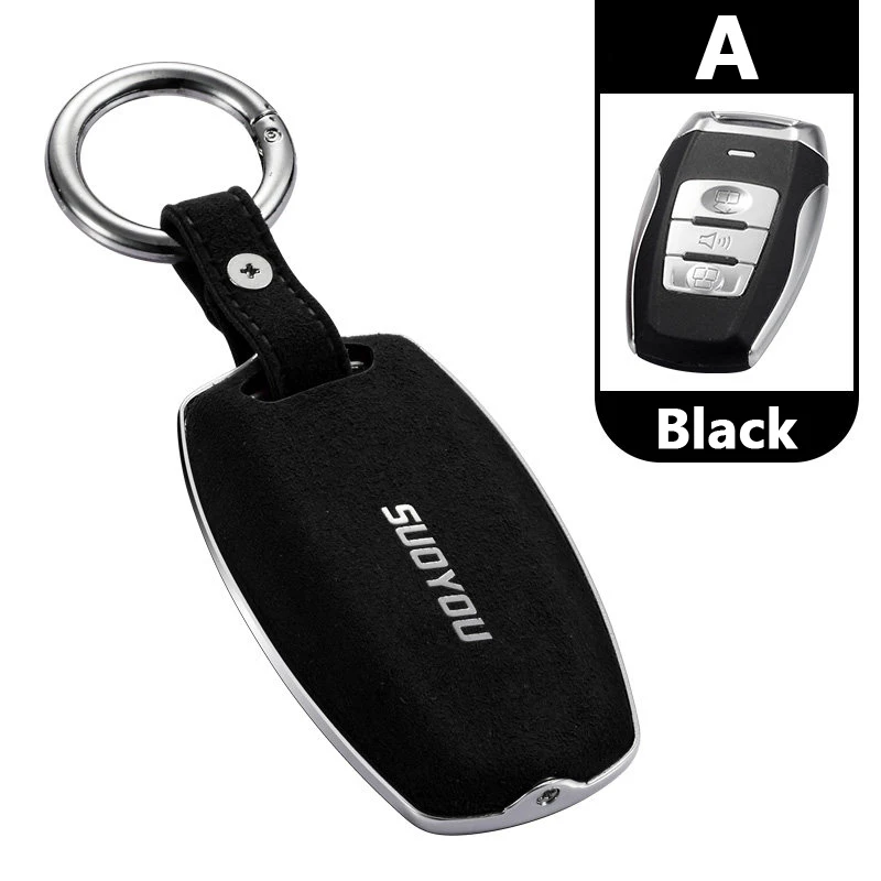 Автомобильный кожаный чехол для ключей Great wall HAVAL H6 Coupe H7 H9 H1 H2 кольцо для ключей брелок для ключей из натуральной кожи - Название цвета: A  Black