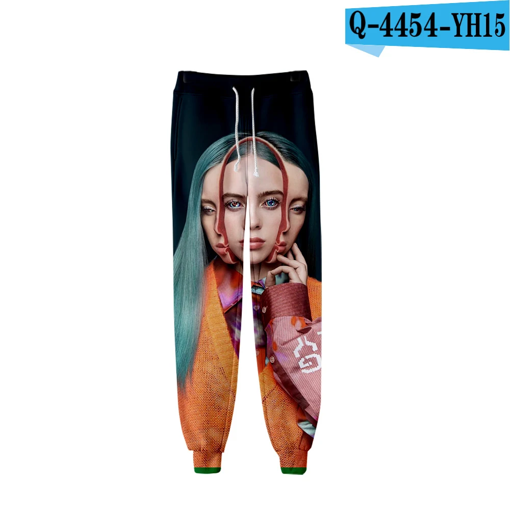 3D Billie Eilish брюки с принтом повседневные весенние повседневные штаны для бега женские и мужские 3D брюки тонкие крутые горячая Распродажа брюки 4XL - Цвет: YH15-1