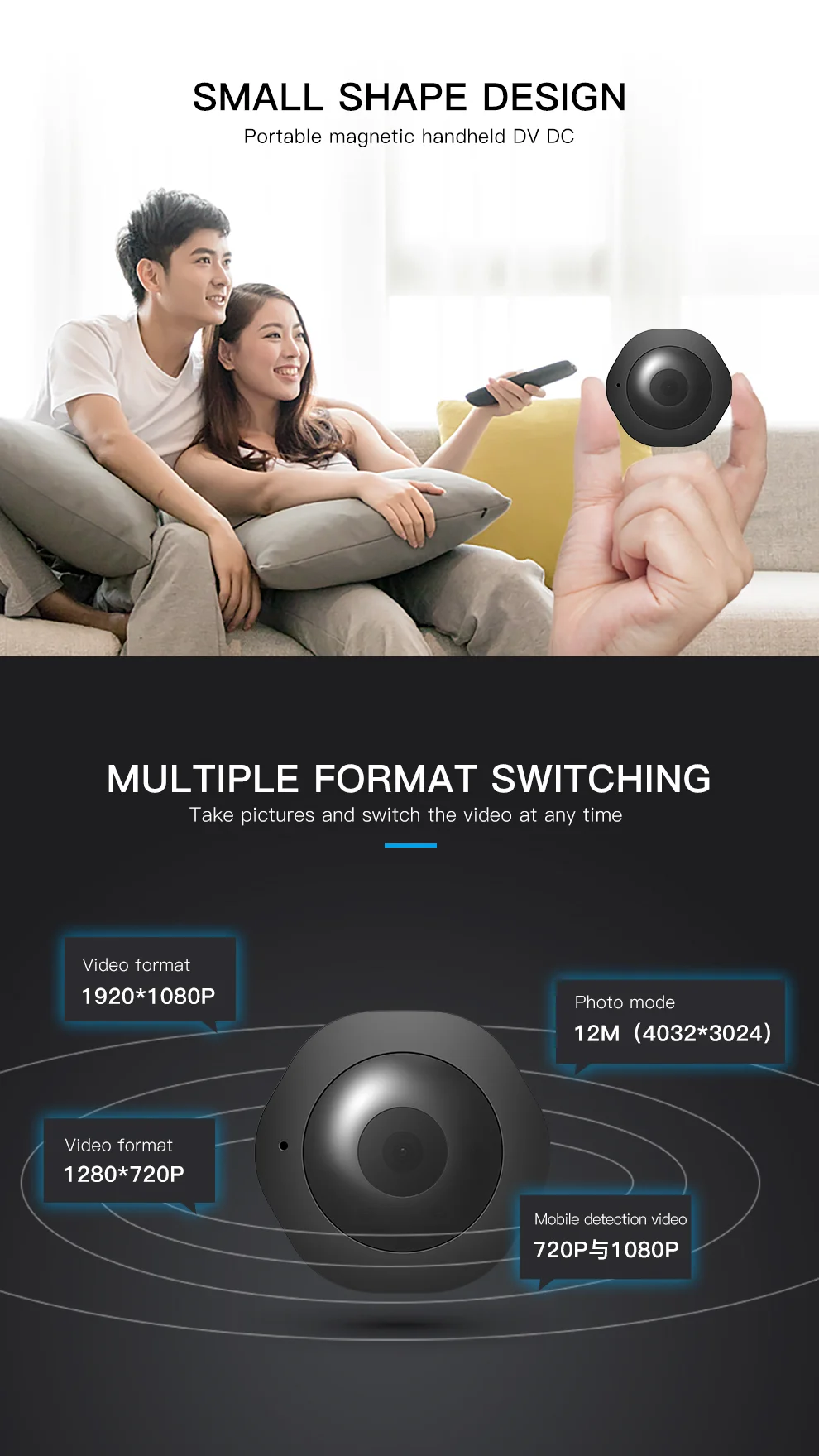 Volemer H6 Wifi Mini Camera Home Security IR Night Vision Wireless Ip Cam HD Motion Detection Portable Magnetic Handheld Camera (5)