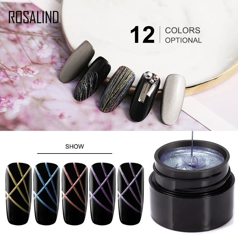

ROSALIND Gel Nail Polish Metal Spider Gel Hybrid Varnishes Painting Nail Art UV Gellak Spider Nail Design Soak Off 5ML Primer