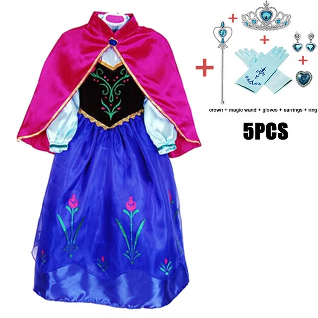Рождественское платье принцессы Золушки и Эльзы, Детские платья для девочек, элегантные вечерние платья, Vestito Carnevale, стоимость - Цвет: Blue