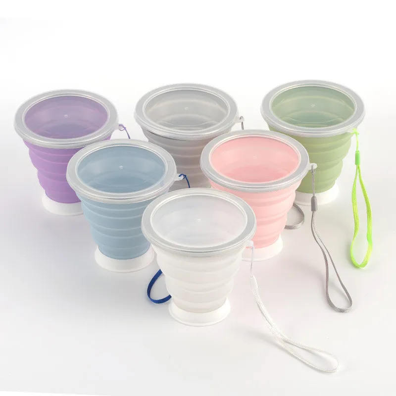

320ml Reusable Travel Coffee Cup Stainless Steel Silicone Retractable Folding Mugs With Lid Outdoor Sport Milk Water Wash Cup