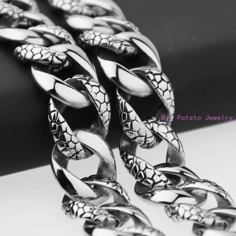 

Amaze Design 18mm Wide Casting Necklace Chain 316L Stainless Steel Huge Heavy 212g Cool Men Jewelry Gift 57CM Long