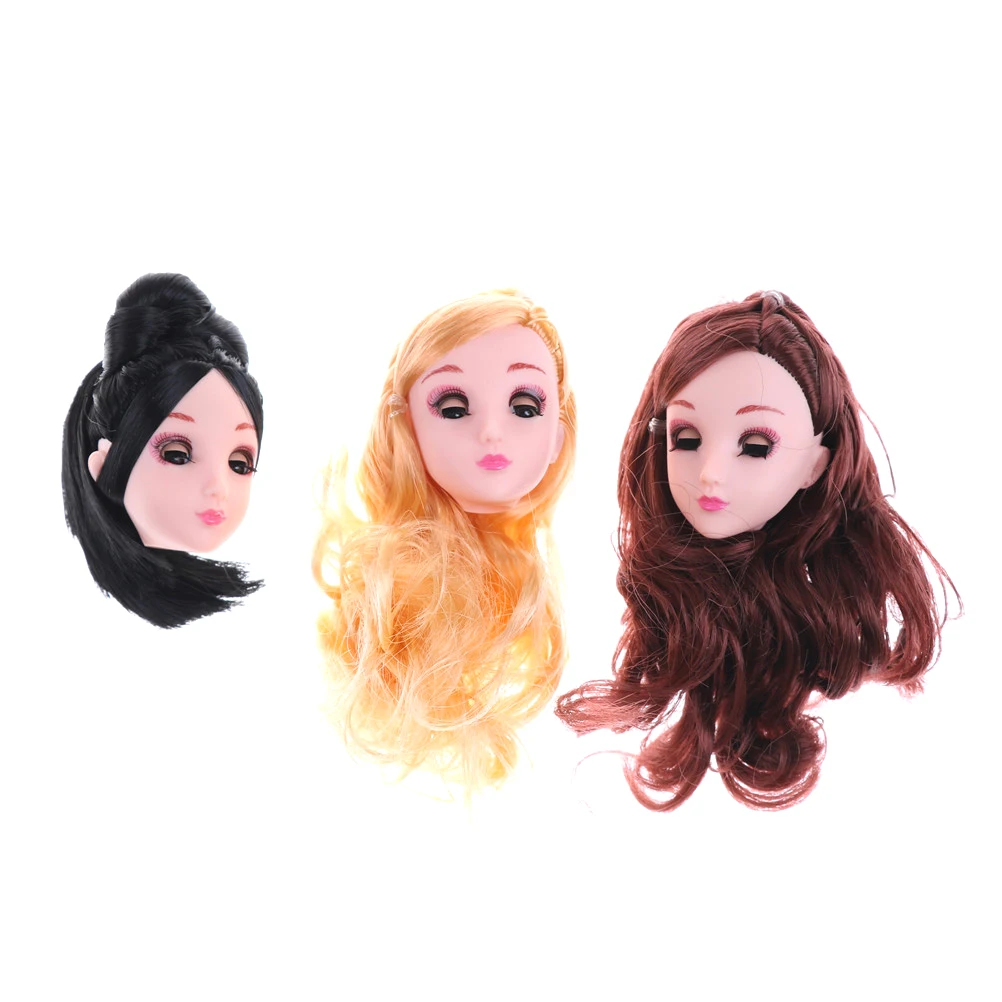 

1/6 Original Girls 4D Eye Doll Head Long Hair Doll Head For girl DIY Gift Doll Accessories New