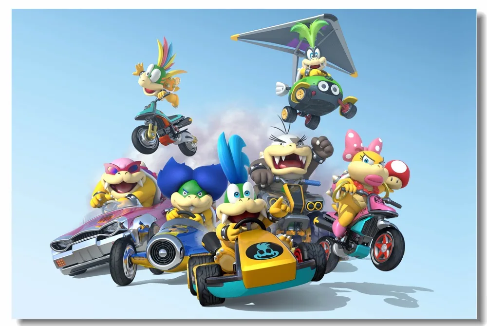 Настенная роспись Bowser Koopa Kart боевой постер мариоарт 8 Луиджи настенные наклейки