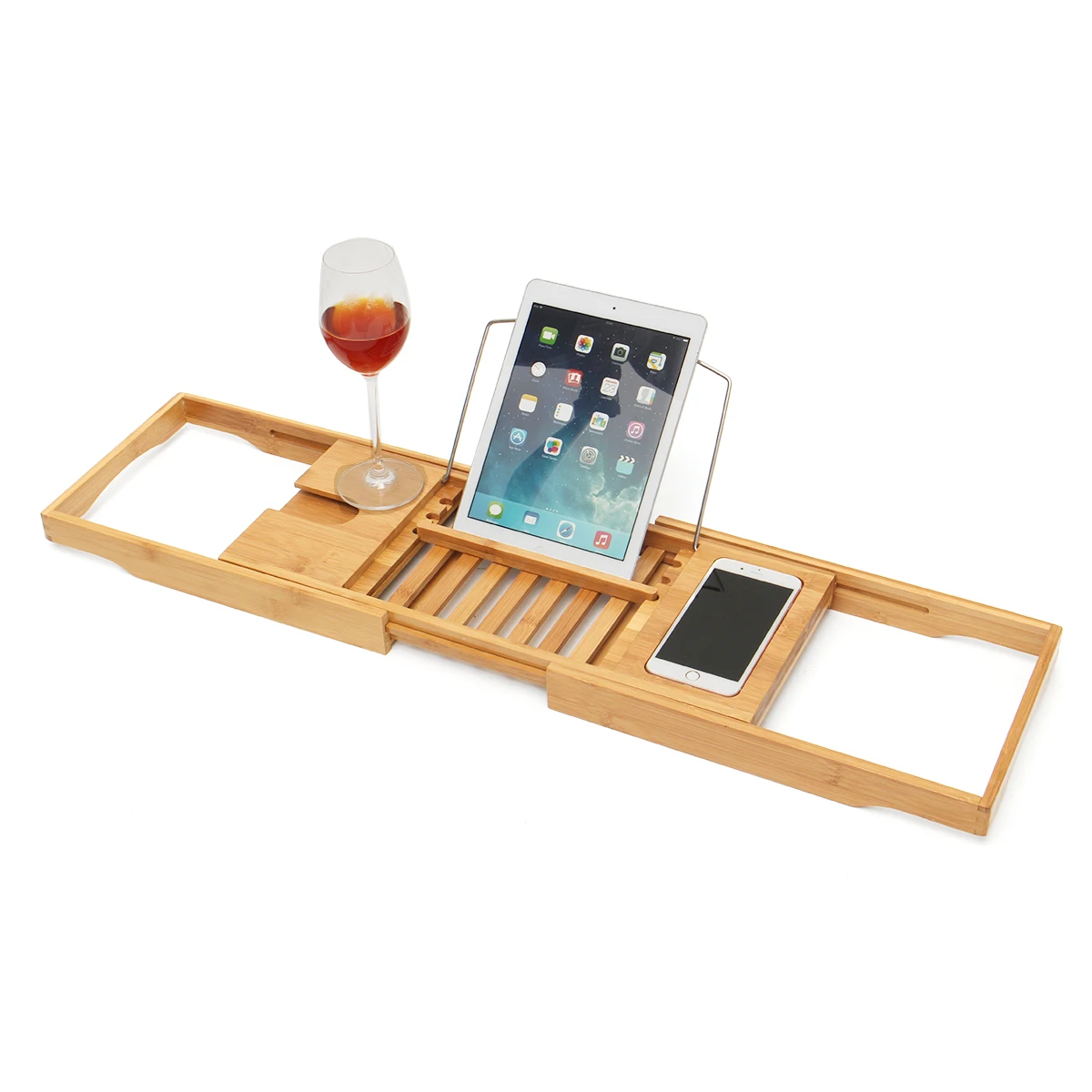Billig Luxus Bad Bambus Bad Regal Bad Tray Badewanne Halter Brücke Badewanne Caddy Tray Rack Wein Halter Badewanne Rack Unterstützung