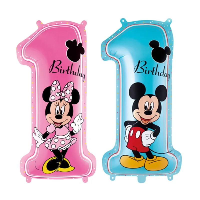 

1pcs pink minnie mouse numbers "1" aluminum foil balloon child birthday party supplies Party Decorations Balloons
