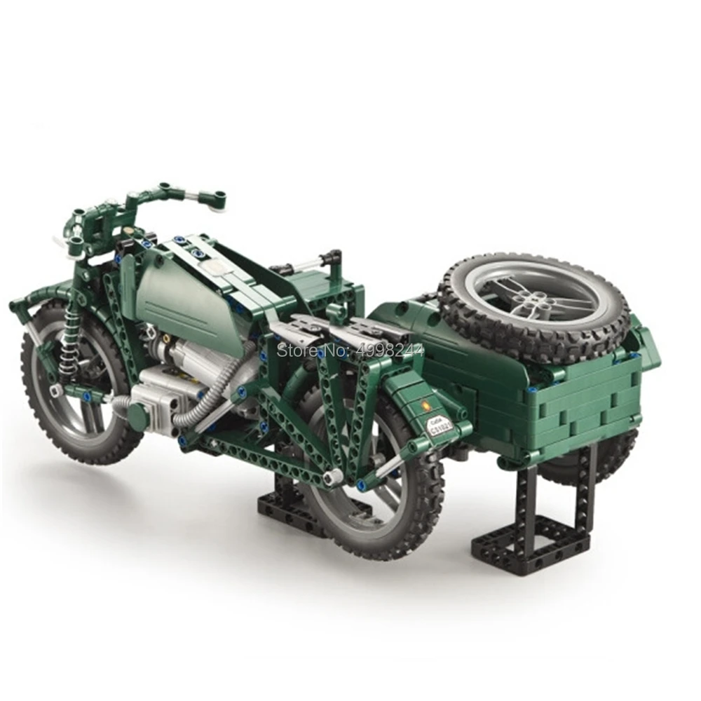 C51021 629 шт. Второй мировой мотоцикл technic военный пульт дистанционного управления rc двигатель строительный блок кирпичи игрушка