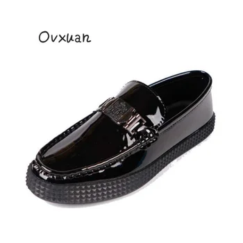 

Men's Bright Patent Leather Sheet Metal Crown Loafers Casual Moccasins Male Platform Shoes Social Dress Party Prom Shoes for Men