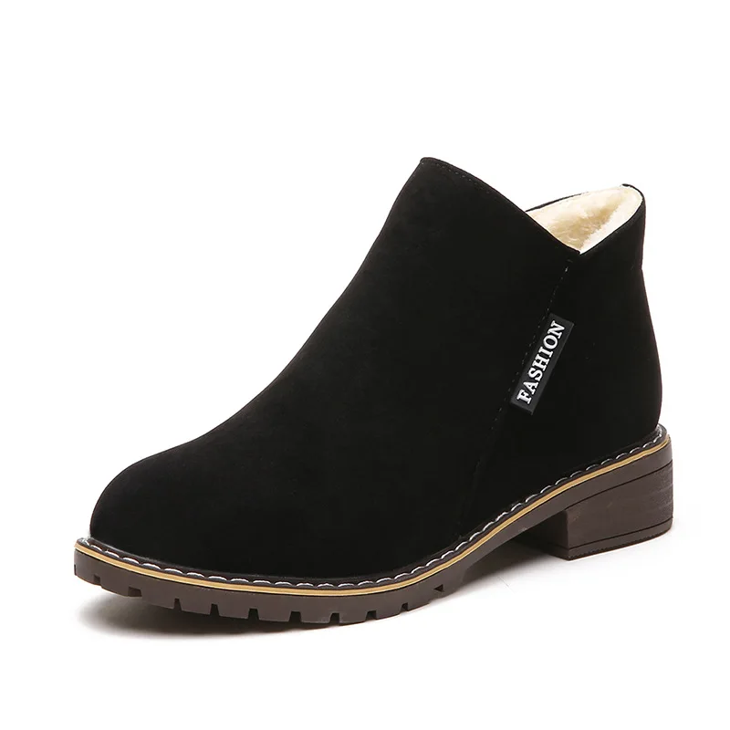 

2019 autumn and winter new Martin boots Korean low-heeled low side zipper women's booties amry black ljj 0228