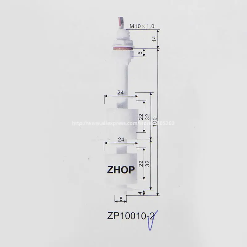 M10* 100 мм двойной уровень управления PP датчик уровня воды жидкий пластик Поплавковый выключатель бак 100 в 220 В ZP10010-2