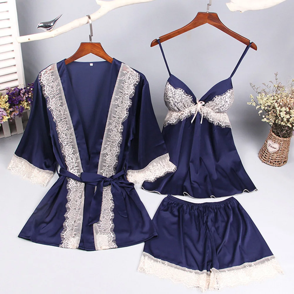 Women Sexy Summer Lace Pajama Sets Spaghetti Strap Sleepwear Short