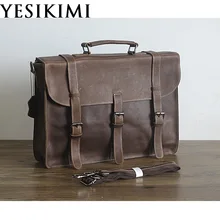 Модный мужской портфель 1" Натуральная воловья кожа, сумка из натуральной кожи для ноутбука, сумки-мессенджеры кофейного цвета