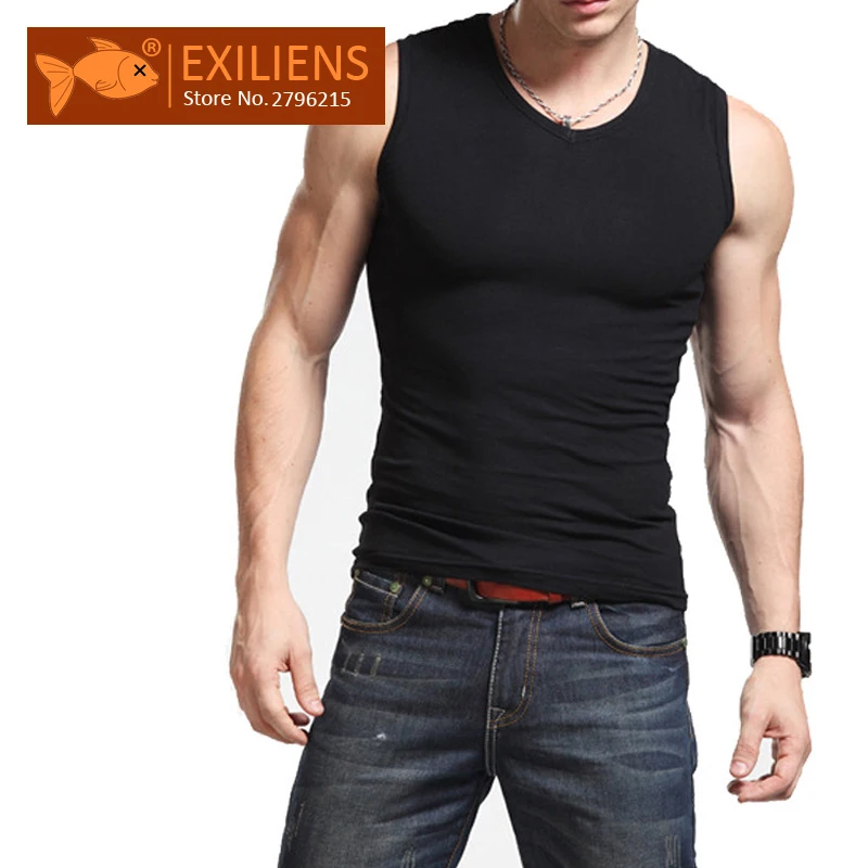 

[EXILIENS] Men's Vest Brand Man Underwear Men Sexy Wide Undershirts 100% Cotton Fitness Sleeveless Elastic Force Male Size M-3XL