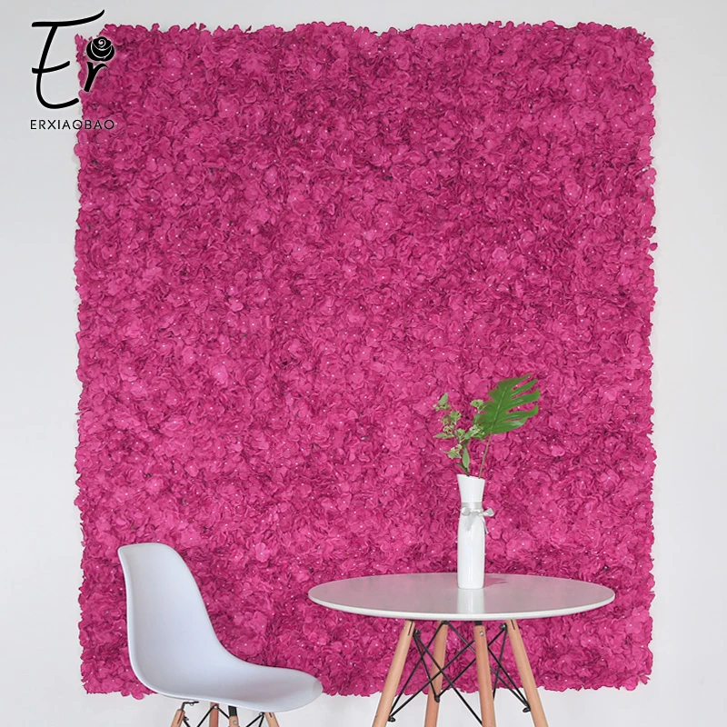 

Erxiaobao Simulation Pink Red Petal Hydrangea Artificial Flower Wall Background Wedding Shop Fake Flower Indoor Decoration