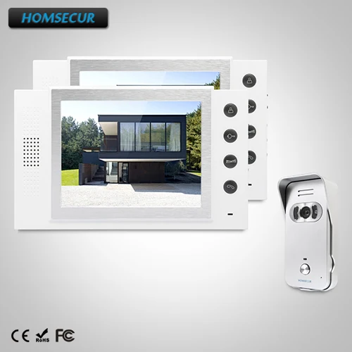

HOMSECUR 8" Hands-free Video Door Entry Security Intercom+One Button Unlock 1C2M :TC021-S Camera(Silver)+TM801-W Monitor(White)
