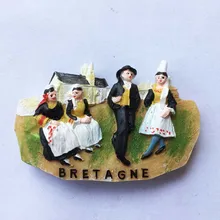 Франция, Бриттани, народный танец, трехмерная коллекция, магнитные наклейки, холодильник, наклейки, креативный туристический souven