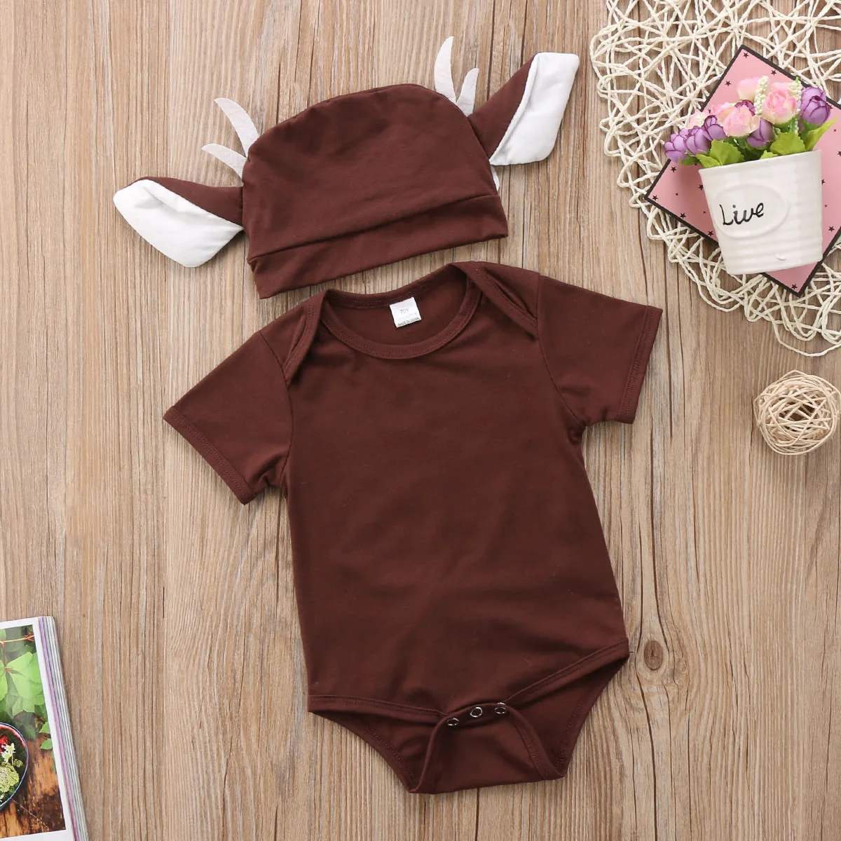 Pudcoco الغزلان الطفل ملابس الرضع طفل رضيع فتاة الكرتون الغزلان رومبير + طويل الأذن قبعة عيد الطفل ملابس عيد الميلاد حلي لل جديد العام