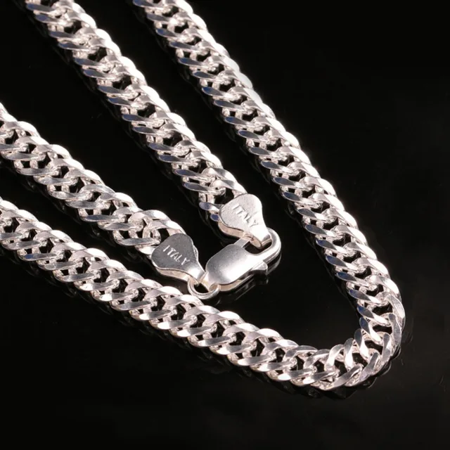 2016 Casual men silver necklaces Real 925 Sterling Silver chains