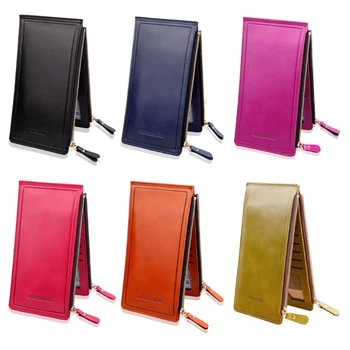 

Fashion Women Double Zippers Card Holder Ultrathin Coin Bags Wallet Purse Pouch