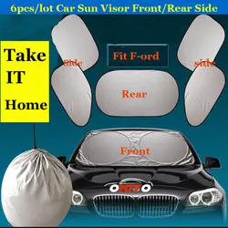 Топ 6 шт./компл. солнцезащитный козырек автомобиля Зонт для Ford Kuga Fusion Fiesta Transit Mustang спереди/сзади/боковые окна экран авто солнцезащитный
