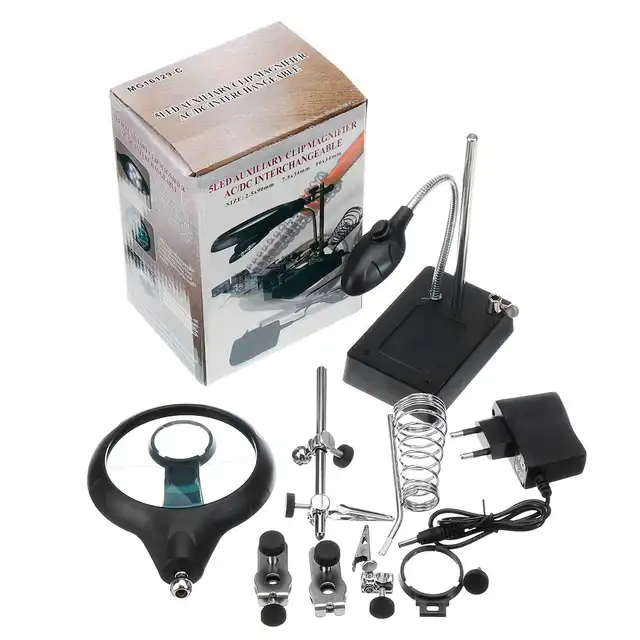 2.5X-10X lens Auxiliary Clip Loupe Desktop Magnifier Third Hand Soldering Repair Tool Welding Magnifying Glass With LED Light - Image 6