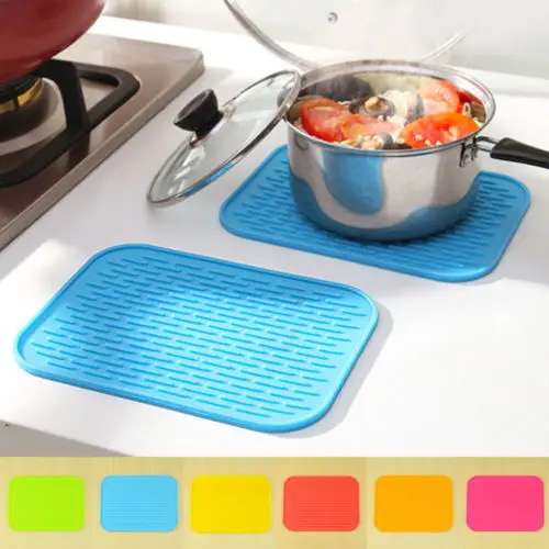 2018 Brand new solid Silicone Rectangular Heat Insulation Mat Placemat Pad Dishes Pot Holder Kitchen | Дом и сад