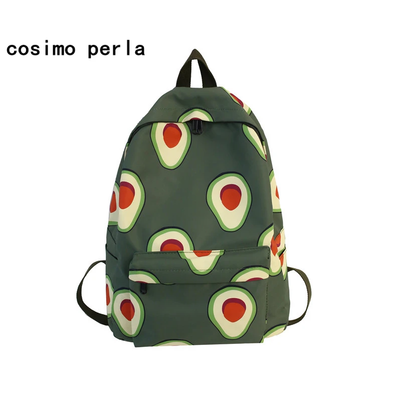 Милый рюкзак авокадо зеленого цвета, нейлоновый Модный женский рюкзак с фруктовым принтом, школьный рюкзак для девочек-подростков, клубника, mochilas mujer