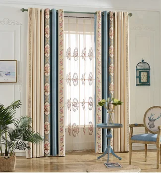 

Patchwork Embroidered Curtains For Living Room Jacquard Blackout Blinds For Bedroom Balcony Yarn Drapes Voile cortina de quarto