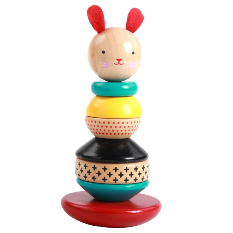 New Wooden Baby Toy Rabbit Reactor Tower Baby Educational Toy Baby Gifts
