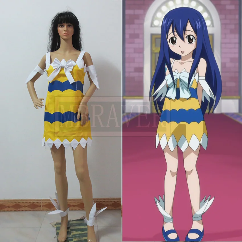 Free Shipping Custom Made Fairy Tail Wendy Marvell Cosplay Costume.