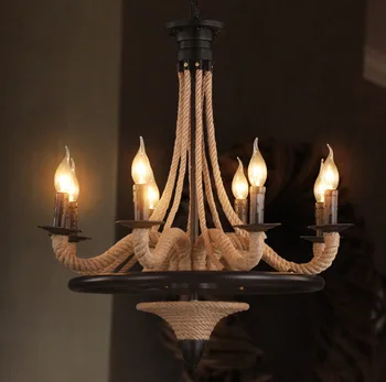

American country loft iron weaving rope retro pendant light Cafe Restaurant personality industrial rope hanging lighting
