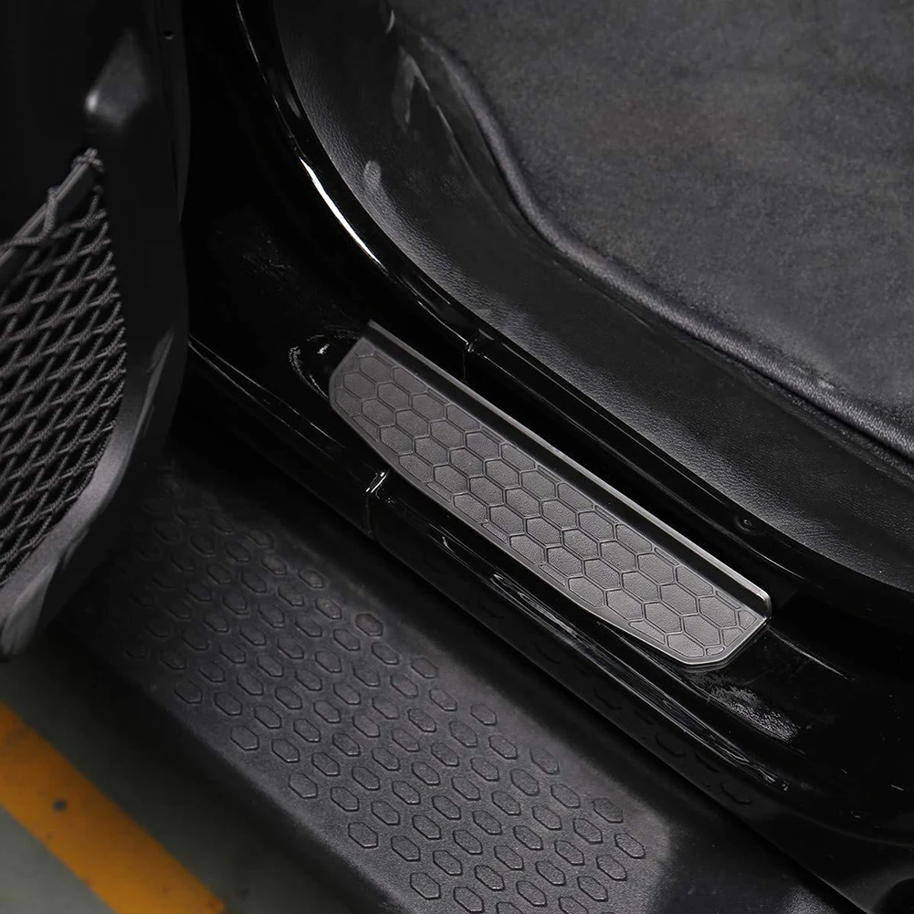 

Door Sills Step Protector Stickers Trim Interior Decor Sill Scuff Plate Entry Guard For 2018 Jeep Wrangler JL 4 Door Honeycomb