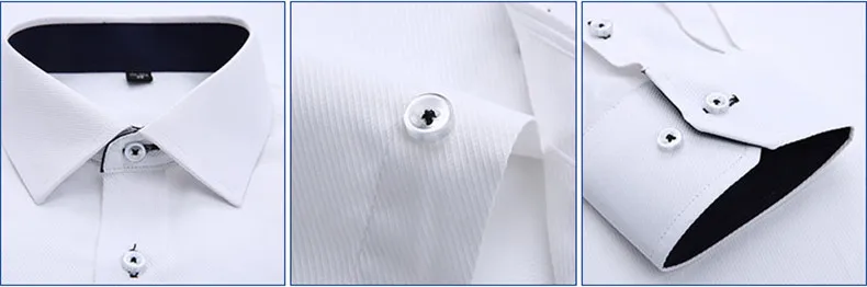 Для мужчин s работы рубашки бренда Длинный рукав квадратный воротник регулярные Striped Twill Для мужчин рубашки белый мужской Топы Camisa Masculina