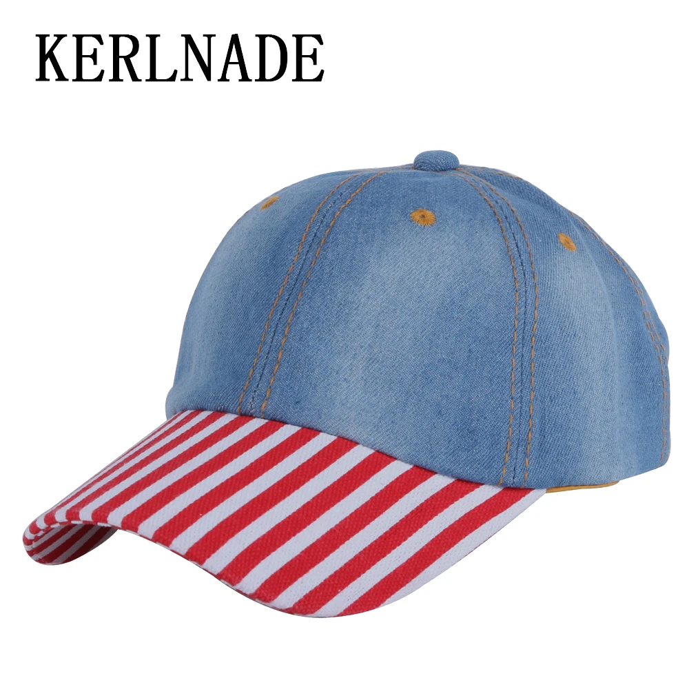Striped denim style women's casual cap fashion baseball cap adjustable simple color fashion hat