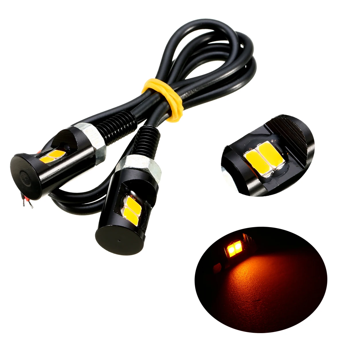 2PCS Motorcycle Number License Plate Lights 12V 2-LED SMD Auto Motorbike Tail Front Screw Bolt Bulbs Lamp