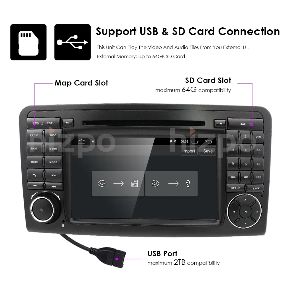 Top 7"2Din Android 8.1 CAR DVD player For Mercedes Benz ML GL CLASS W164 ML350 ML500 X164 GL320 AutoRadio GPS Stereo 2G+16G Wifi SWC 20 Top 7"2Din Android 8.1 CAR DVD player For Mercedes Benz ML GL CLASS W164 ML350 ML500 X164 GL320 AutoRadio GPS Stereo 2G+16G Wifi SWC 20