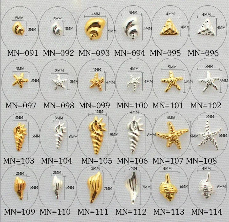 Arte do Unha Jóias de Metal Decoração da Arte para Unhas Lote Adorável Ouro Prata Rebite Concha Parafuso Prisioneiro Liga 3d 10000 Pçs - 15 Beleza e saúde