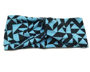 

T175331NEW fashion cotton stretchy geometric printed turban hair accessory for women hairband design custom warmth thick band